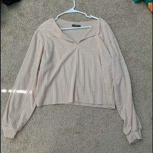 long sleeve loose, tan blouse